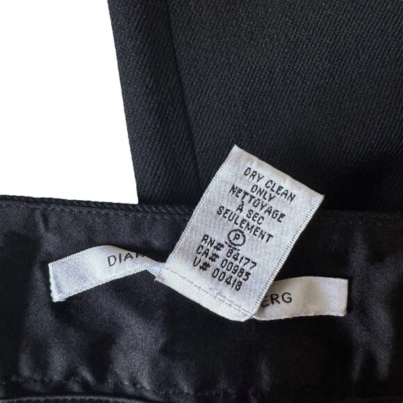 Diane von Furstenberg Black Flare Pants Sz.8 Wool Bland Career Old Money Chic - Picture 6 of 9